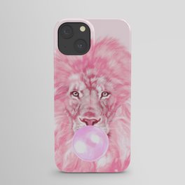 Lion Chewing Bubble Gum in Pink iPhone Case