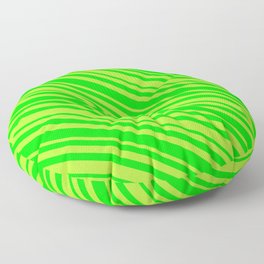 [ Thumbnail: Light Green and Lime Colored Stripes/Lines Pattern Floor Pillow ]