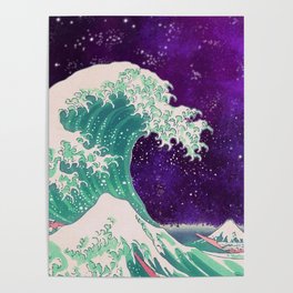 Great Wave Off Kanagawa Galaxy Poster