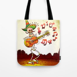 Mexican Skeleton Playing Guitar Tote Bag