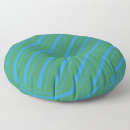 [ Thumbnail: Sea Green & Blue Colored Striped/Lined Pattern Floor Pillow ]