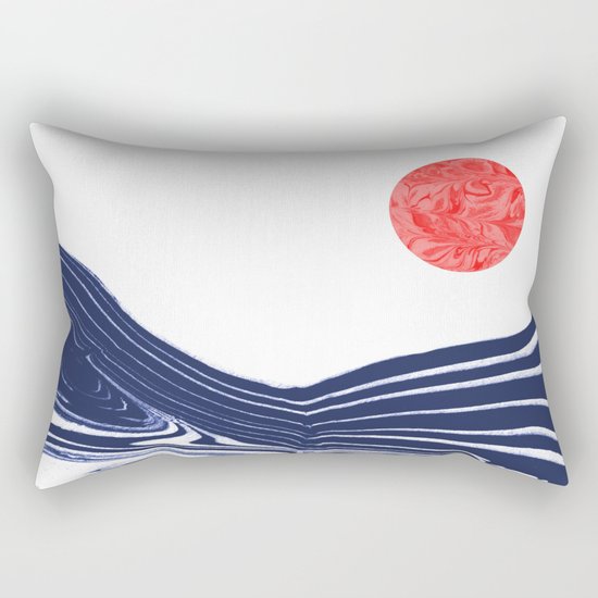 Furoshi - spilled ink marble water wave painting sun sea waves water aqua seaside abstract minimal Rectangular Pillow