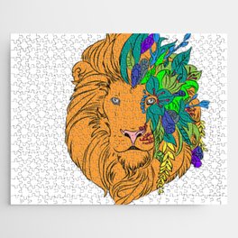 Lion Attack Art Design Illustration Classic Jigsaw Puzzle