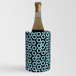 Cute Blue And Black Polka Dot Retro Pattern Background Wine Chiller