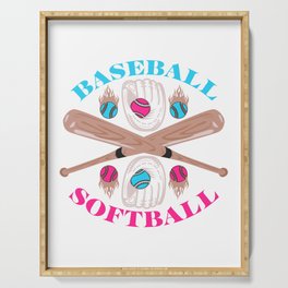 Gender Reveal Announcement Party Baseball Or Softball Serving Tray