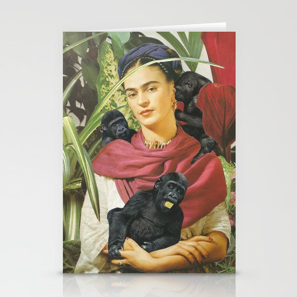 Frida Kahlo - Self portrait with monkeys recreated Stationery Cards