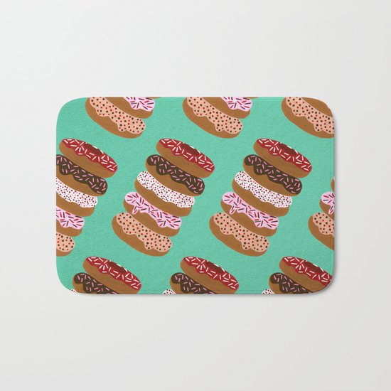 Stacked Donuts on Mint Bath Mat