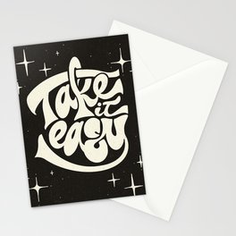 TAKE IT EASY Stationery Cards | Twinkles, Type, Sparkles, Graphic, Takeiteasy, Digital, Lettering, Procreate, Curated, Black And White 