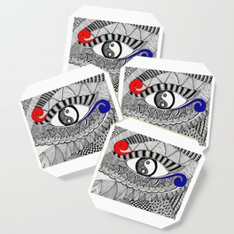 Yin Yang Eye Zentangle art Coaster