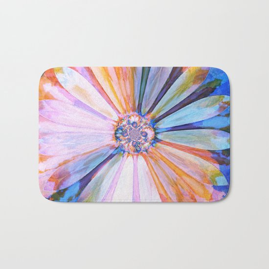 Abstract Colorful Daisy Twilight Bath Mat