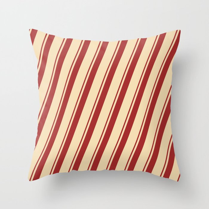 Brown & Tan Colored Lines/Stripes Pattern Throw Pillow