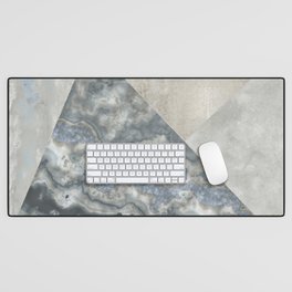 Grey Marble Gemstone Collage Desk Mat