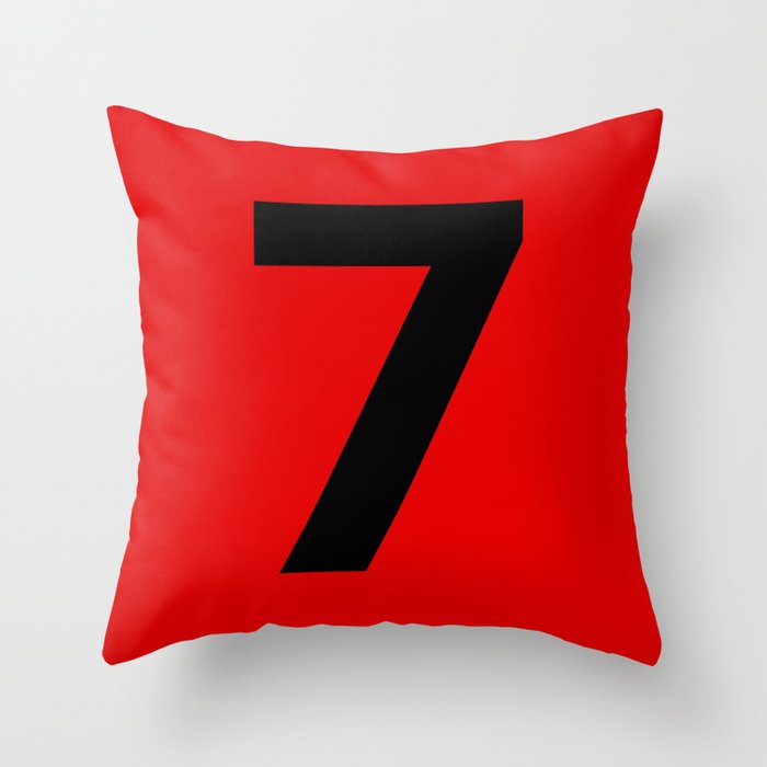Number 7 (Black & Red) Throw Pillow