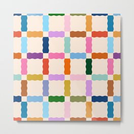 Thick Squiggly Grid (Cream BG) Metal Print | Bright, Playful, Colorful, Lines, Kromorebistudio, Vector, Pattern, Mod, Curated, Chunky 