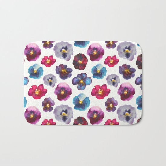 Watercolor violets Bath Mat
