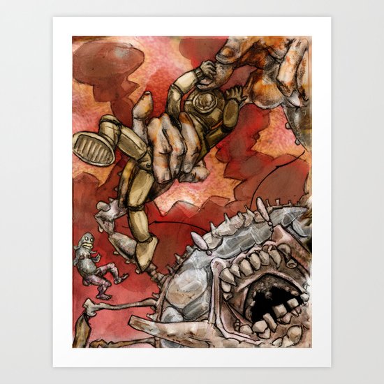 Wrestling the Clawless Crabboth for Kingship of the Seas Art Print