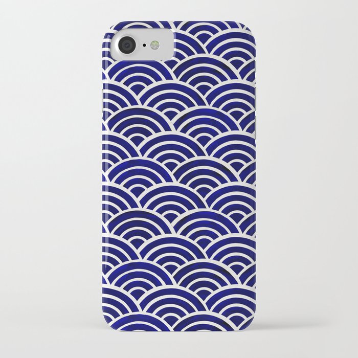 Japanese Seigaiha Wave – Navy Palette iPhone Case
