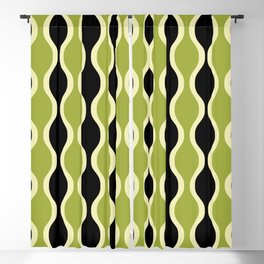 Classic Retro Ogee Pattern 937 Black and Olive Green Blackout Curtain