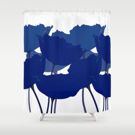 Blue Poppy Flowers on White Background #decor #society6 #buyart Shower Curtain