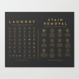Laundry Symbols Guide Care with Stain Removal Instruction Gold Canvas Print
