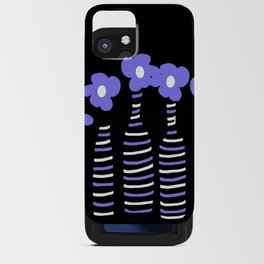 Very Peri Retro Flowers in Striped Bottles Black Background #decor #society6 #buyart iPhone Card Case