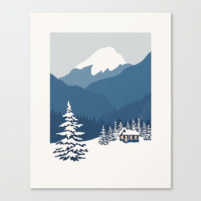 Snowy Cabin Canvas Print