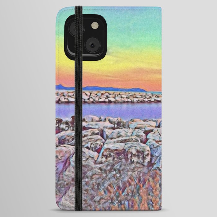 A Psychedelic And Colorful Sunset On White Rocks In Naples (Italy)  iPhone Wallet Case