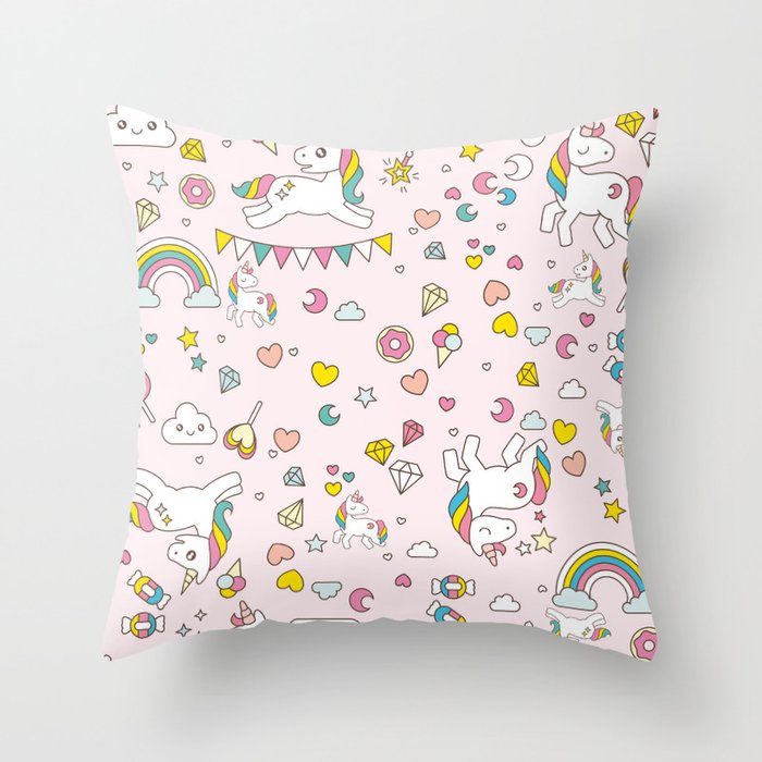 Unicorn Pattern Throw Pillow