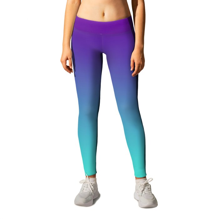 Violet Purple and Turquoise Ombre Leggings