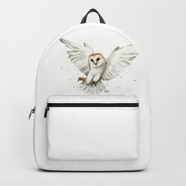 Barn Owl Flying Watercolor | Wildlife Animals Backpack | Ink, Barnowl, Wildlife, Minimalism, Owlpainting, Painting, Cartoon, Owlwatercolor, Animalwatercolor, Owls 