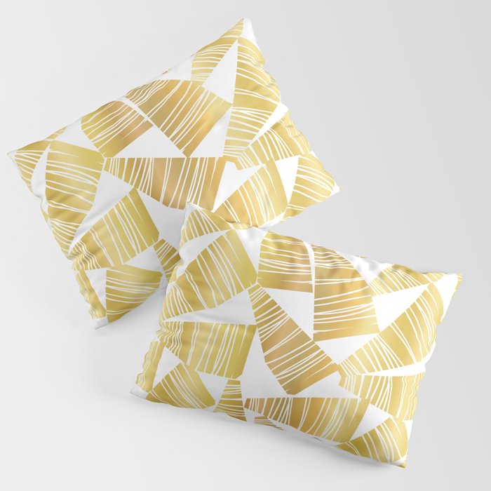 Golden Abstract Shapes Collage Pillow Sham