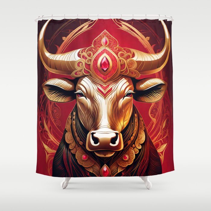 Gold and Ruby Bull No.1 Shower Curtain