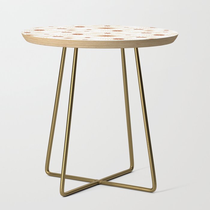 Modern Evil Eye Pattern - Ruddy Brown and Yellow Side Table
