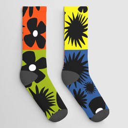 Multicolor Modern Tropical Wild Flowers Socks