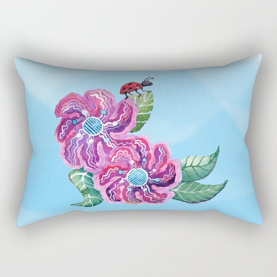 Contemplative Ladybug Rectangular Pillow