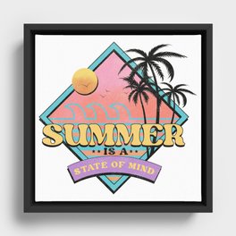 Summer Is A State Of Mind Retro Framed Canvas