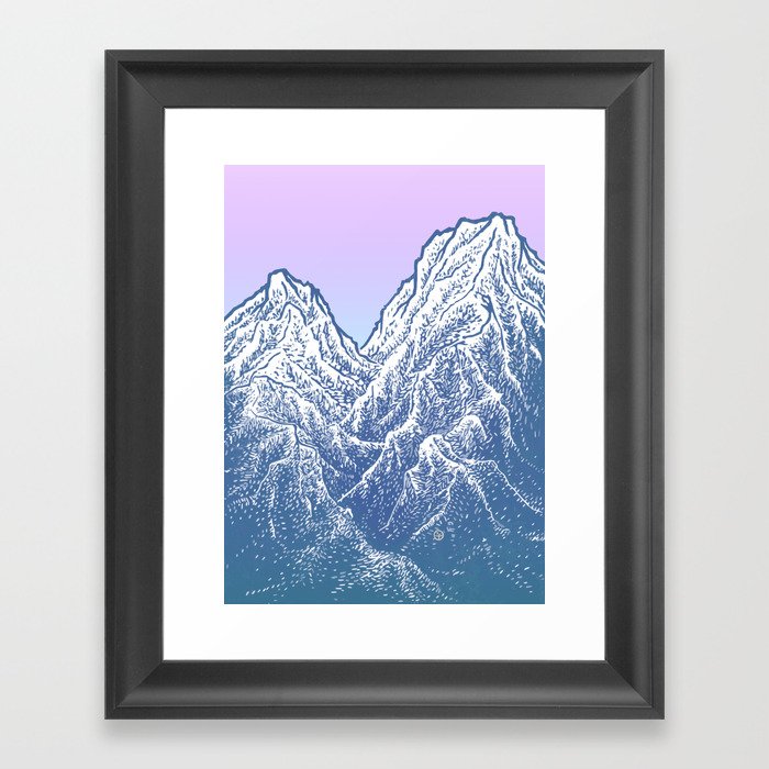 遠望 series -"Valley" - Linocut Framed Art Print