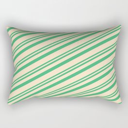 [ Thumbnail: Sea Green & Bisque Colored Lines/Stripes Pattern Rectangular Pillow ]
