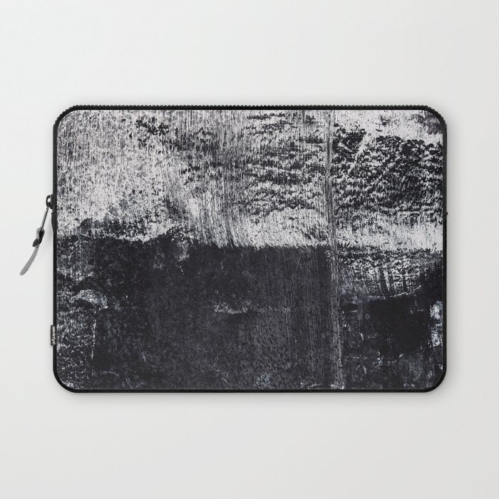 Black And White Large Abstract Landscape Horizontal Painting Laptop Sleeve