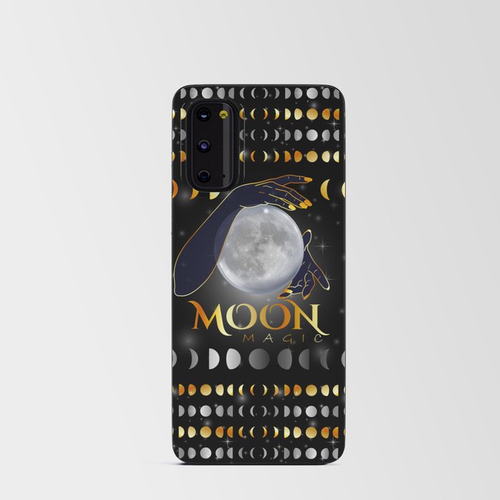 Moon phases mystical womans hands on full moon Android Card Case