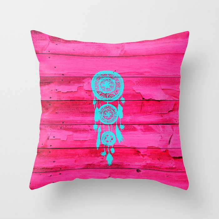 Hipster Teal Dreamcatcher Girly Pink Fuchsia Wood Throw ...