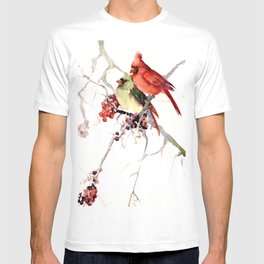 Cardinal Birds, birds art, two bird artwork cardinal bird T Shirt