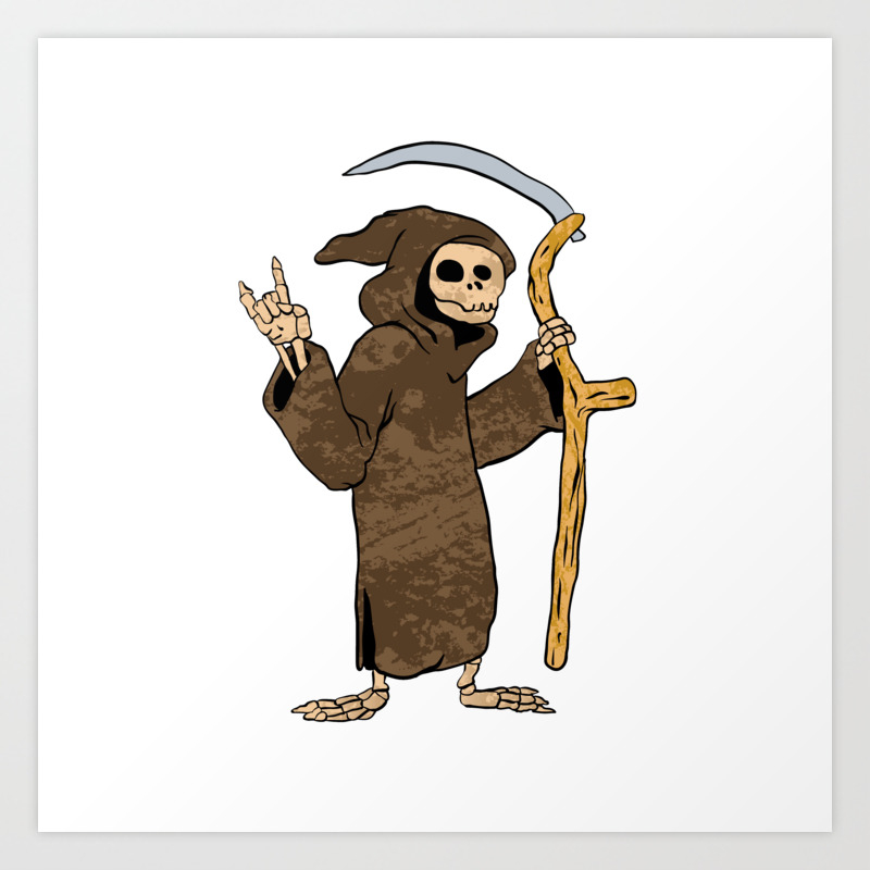 Grim Reaper Drawing Cartoon Cartoon Grim Reaper Art Print By Marios Society6 cartoon grim reaper art print by marios