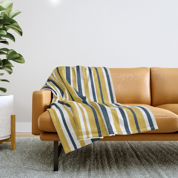 Mustard and navy throw clearance
