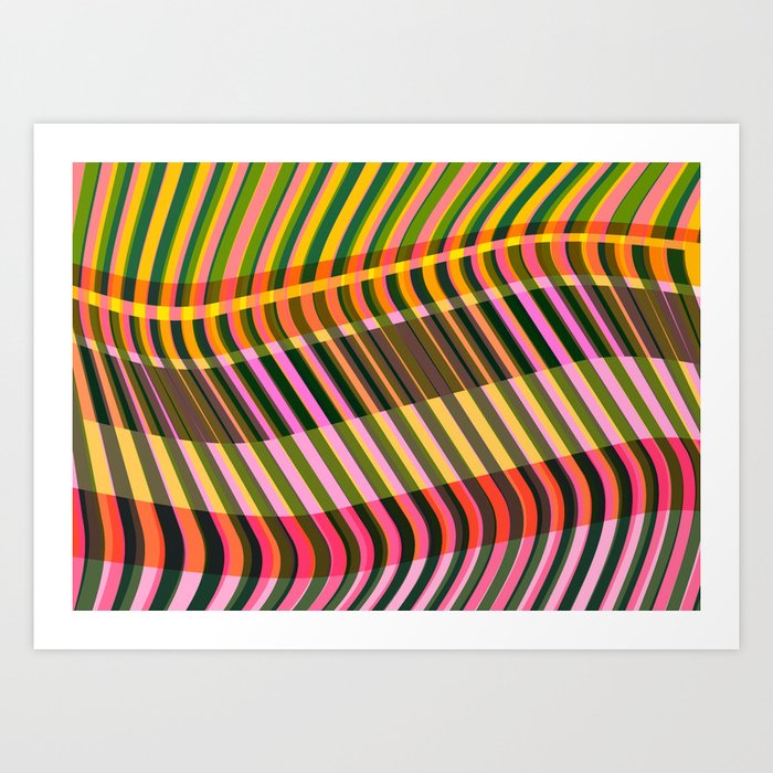 Twisted Stripes in Pink and Yellow Art Print