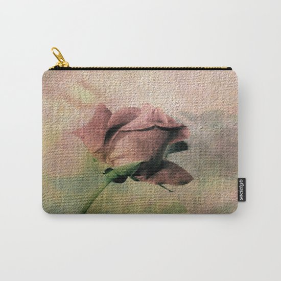 Painterly Pink Rose Bud Carry-All Pouch