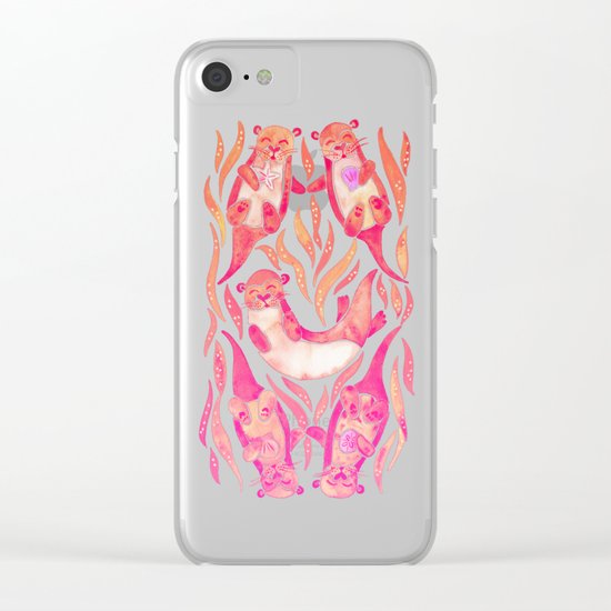 Five Otters – Pink Ombré Clear iPhone Case