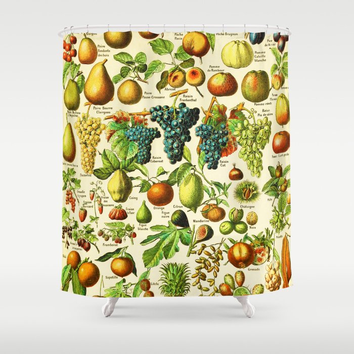 Adolphe Millot "Fruits" 3. Shower Curtain