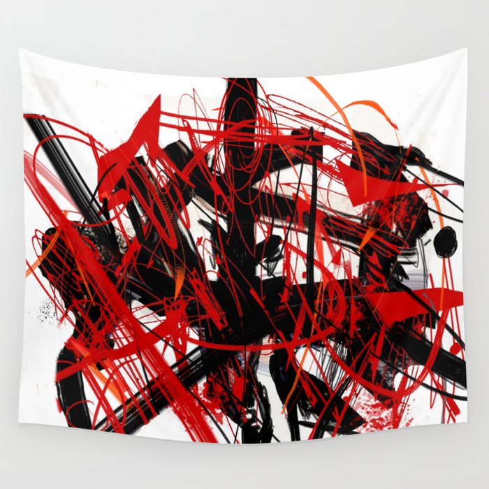 Red Over Black Wall Tapestry