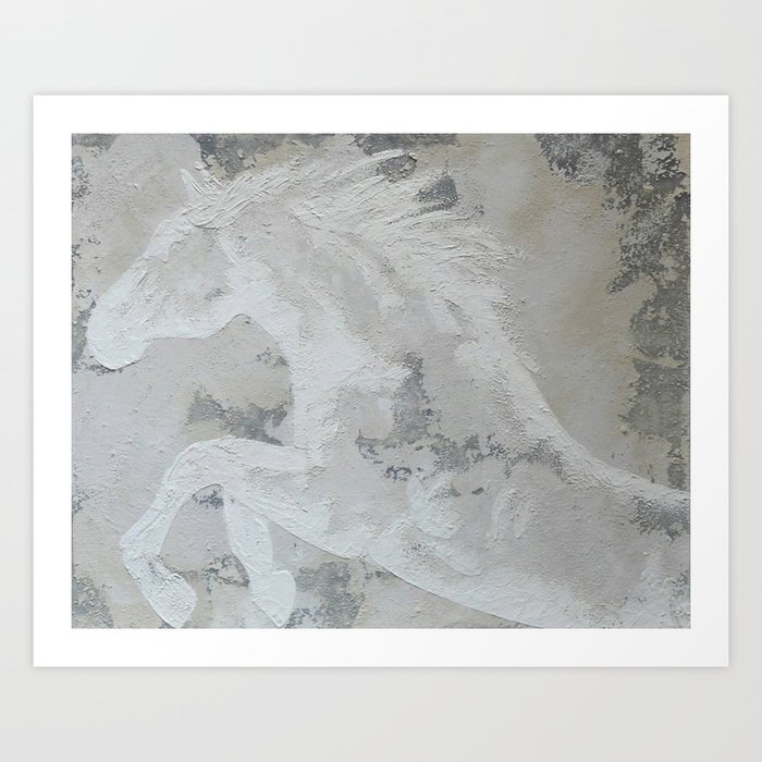 Cheval De Rêve Dream Horse Original Multi Media Painting By Tracy Sayers Trombetta Art Print - 